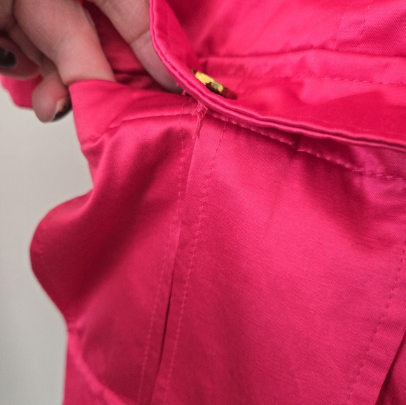 MARCIANO Hot Pink Belted Trench Coat With a Satin Feel. Size Small - Picture 5 of 16